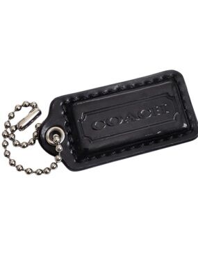 Coach Black Patent Leather Hangtag Keychain Charm